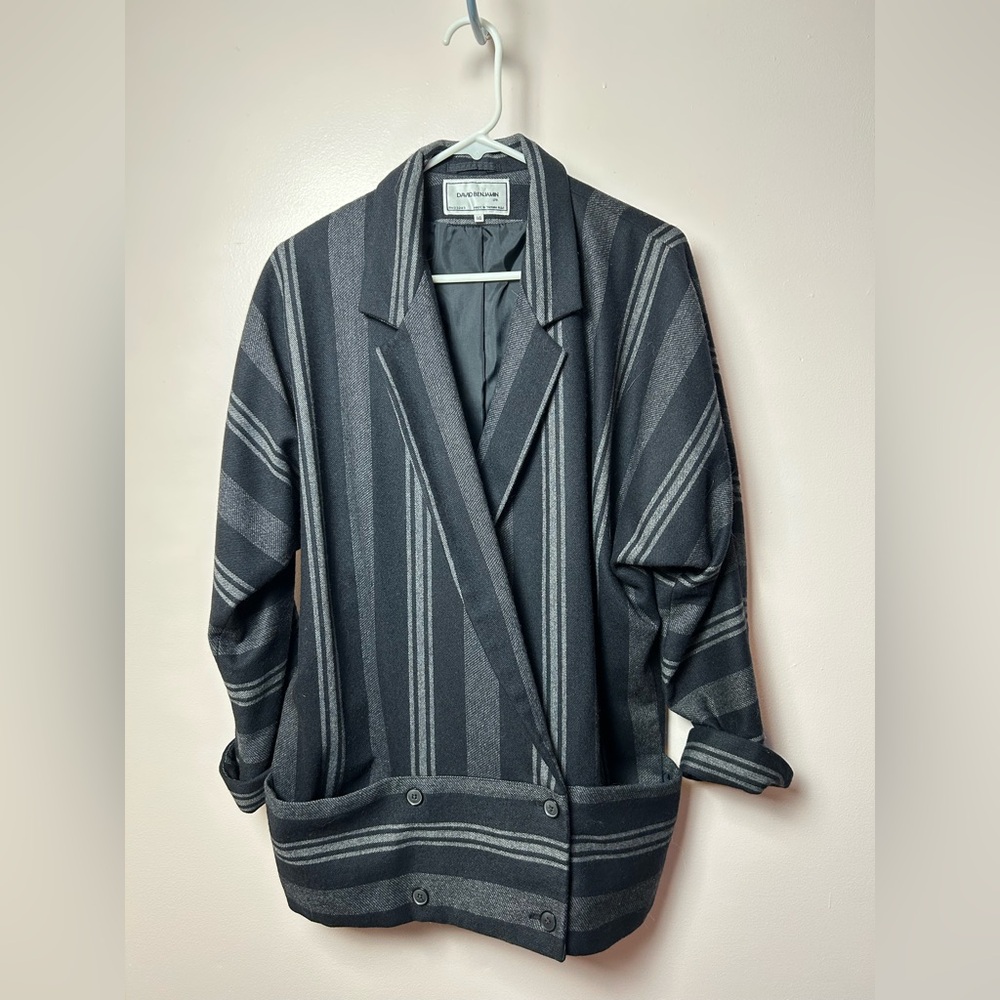 Striped dropped waist blazer